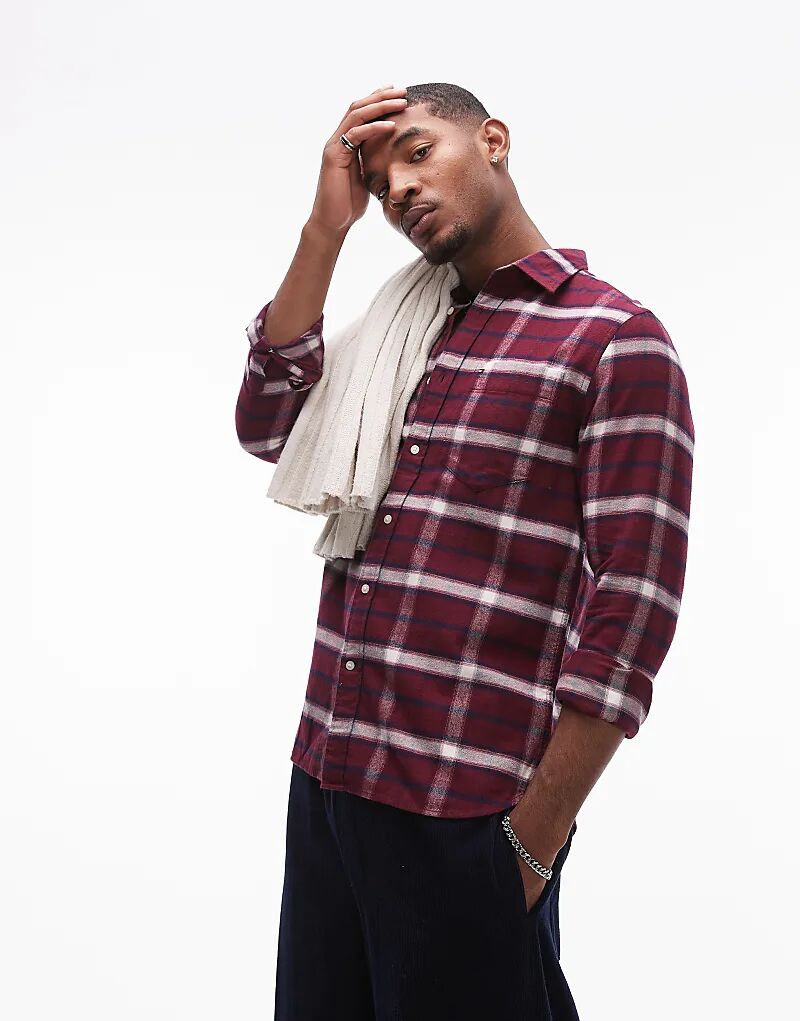 Рубашка в клетку с эффектом теней бордового цвета Tommy Hilfiger 
Рубашка в клетку с эффектом теней бордового цвета Tommy Hilfiger