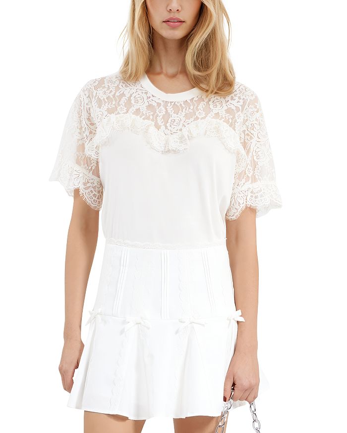 Футболка с кружевными деталями The Kooples, слоновая кость/кремовый
Футболка с кружевными деталями The Kooples, слоновая кость/кремовый