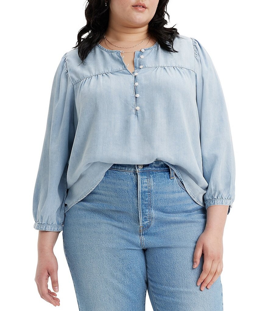 Levi's Plus Size Блузка Halsey из лиоцелла с круглым вырезом и рукавами 3/4, синий
Levi's Plus Size Блузка Halsey из лиоцелла с круглым вырезом и рукавами 3/4, синий