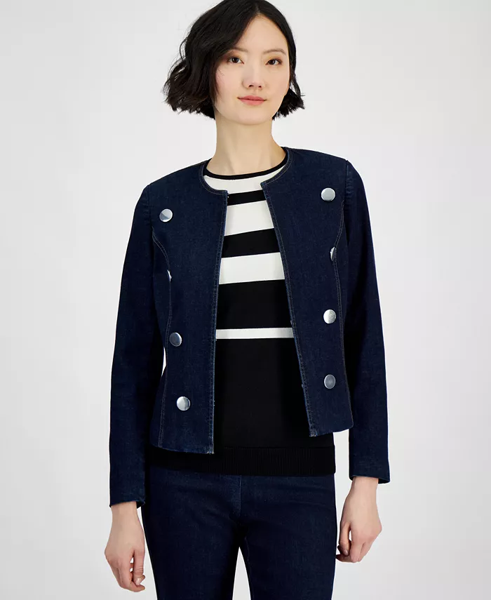 Женская джинсовая куртка с длинными рукавами и принтом «поцелуй спереди» Anne Klein, синий
Женская джинсовая куртка с длинными рукавами и принтом «поцелуй спереди» Anne Klein, синий