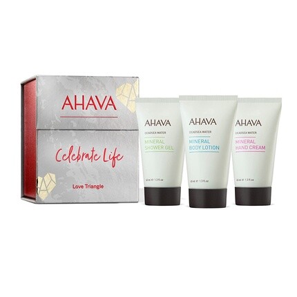 Трио для тела Love Triangle с минеральным кремом для рук, лосьоном для тела и гелем для душа 40 мл, Ahava 
Трио для тела Love Triangle с минеральным кремом для рук, лосьоном для тела и гелем для душа 40 мл, Ahava