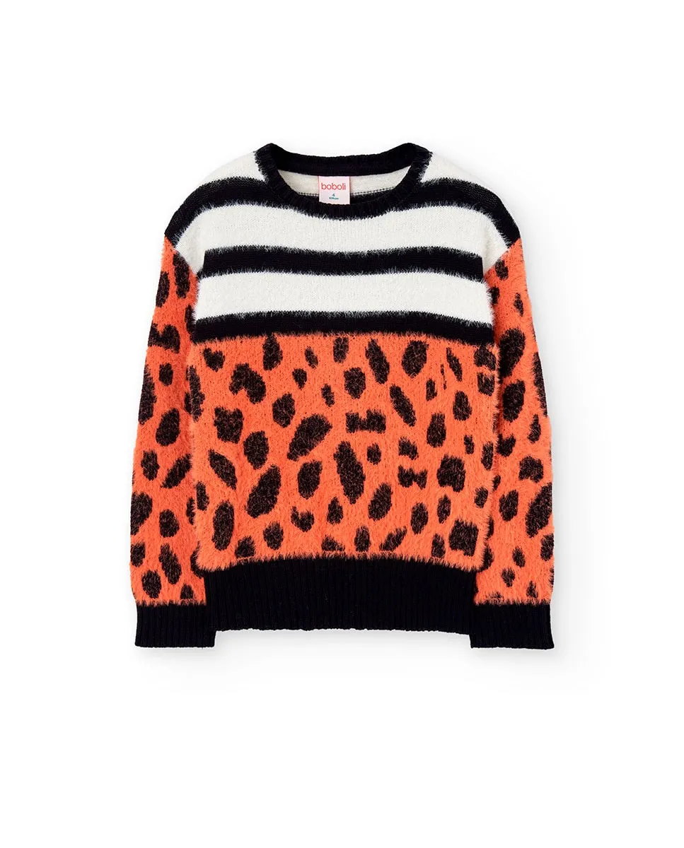 Детский джемпер с животным принтом и круглым вырезом Boboli, оранжевый
Детский джемпер с животным принтом и круглым вырезом Boboli, оранжевый