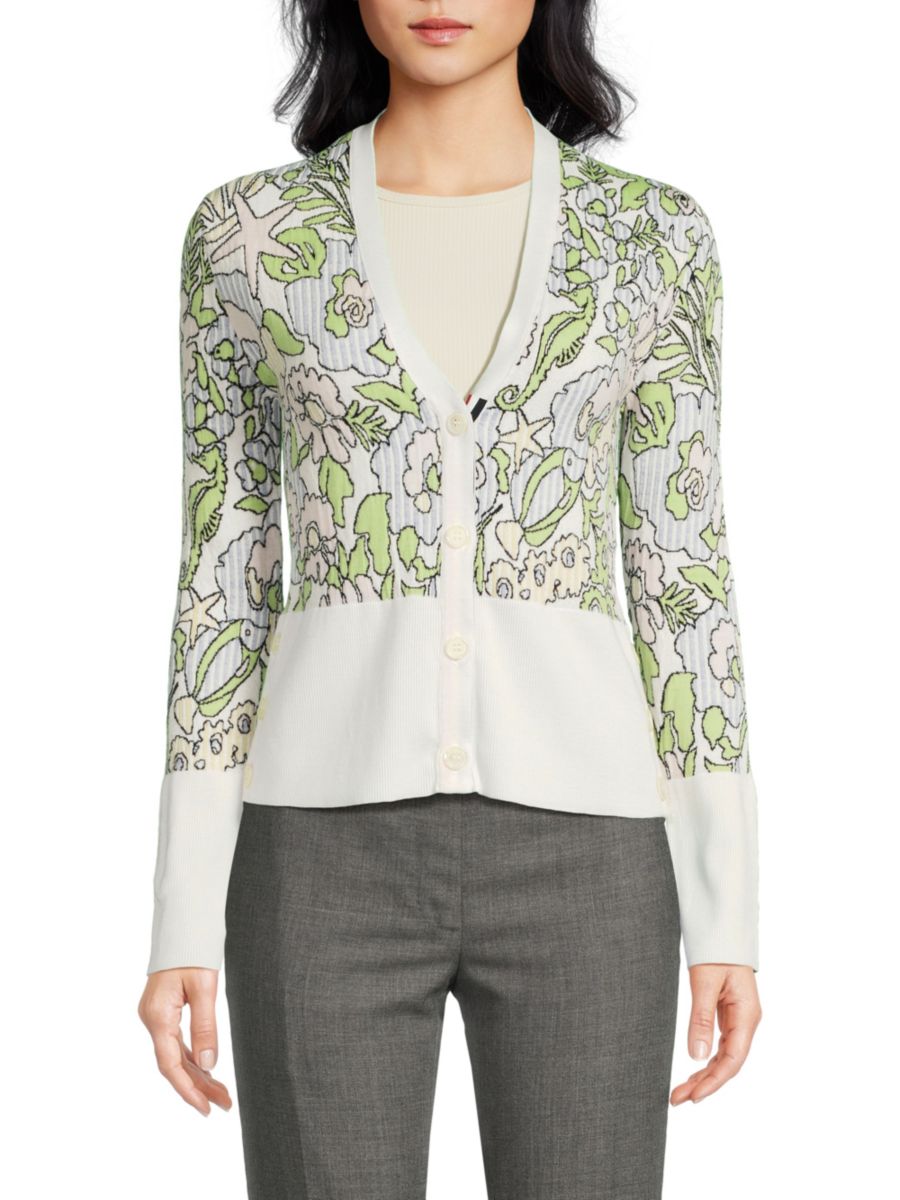 Кардиган из смесовой шерсти с цветочным узором Thom Browne, цвет Seasonal Multi
Кардиган из смесовой шерсти с цветочным узором Thom Browne, цвет Seasonal Multi