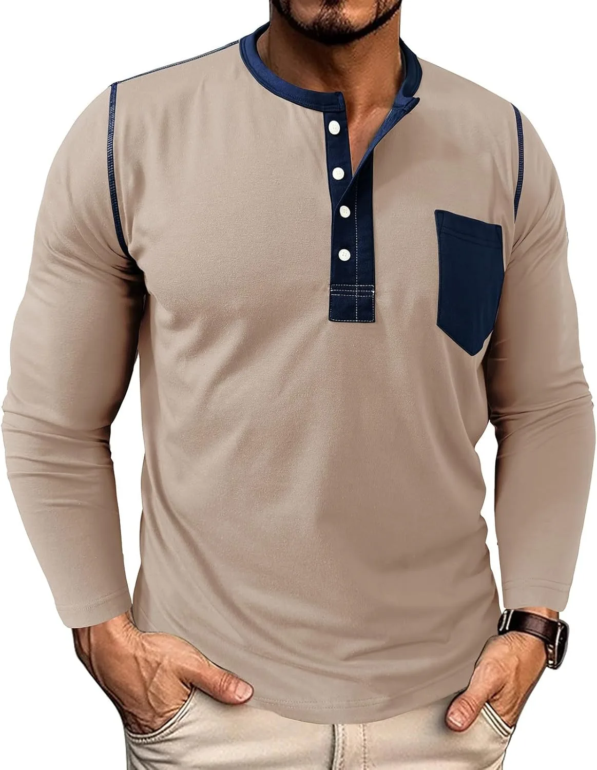 Мужская футболка Henley с длинным рукавом и карманами, S-3XL RTRDE
Мужская футболка Henley с длинным рукавом и карманами, S-3XL RTRDE