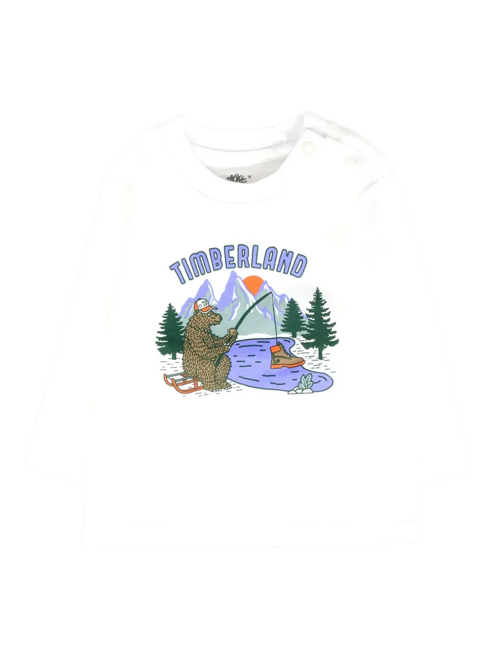 Футболка с длинными рукавами и принтом медведя Timberland Kids, белый 
Футболка с длинными рукавами и принтом медведя Timberland Kids, белый