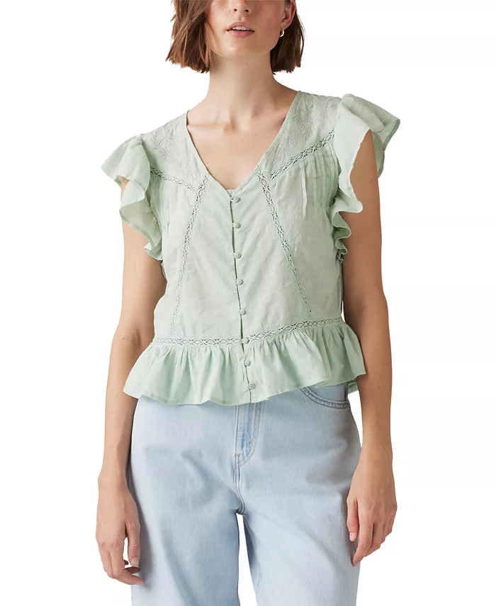 Женская блузка Aniston из хлопка с рюшами и расклешенными рукавами Levi's, серый
Женская блузка Aniston из хлопка с рюшами и расклешенными рукавами Levi's, серый