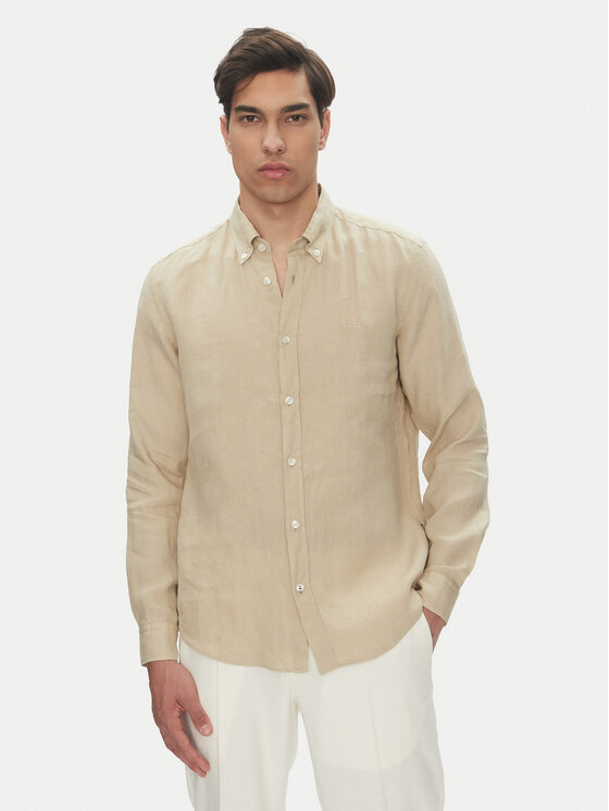 Рубашка облегающего кроя H-Roan-Bd-E-C1 50520283 Boss, бежевый 
Рубашка облегающего кроя H-Roan-Bd-E-C1 50520283 Boss, бежевый