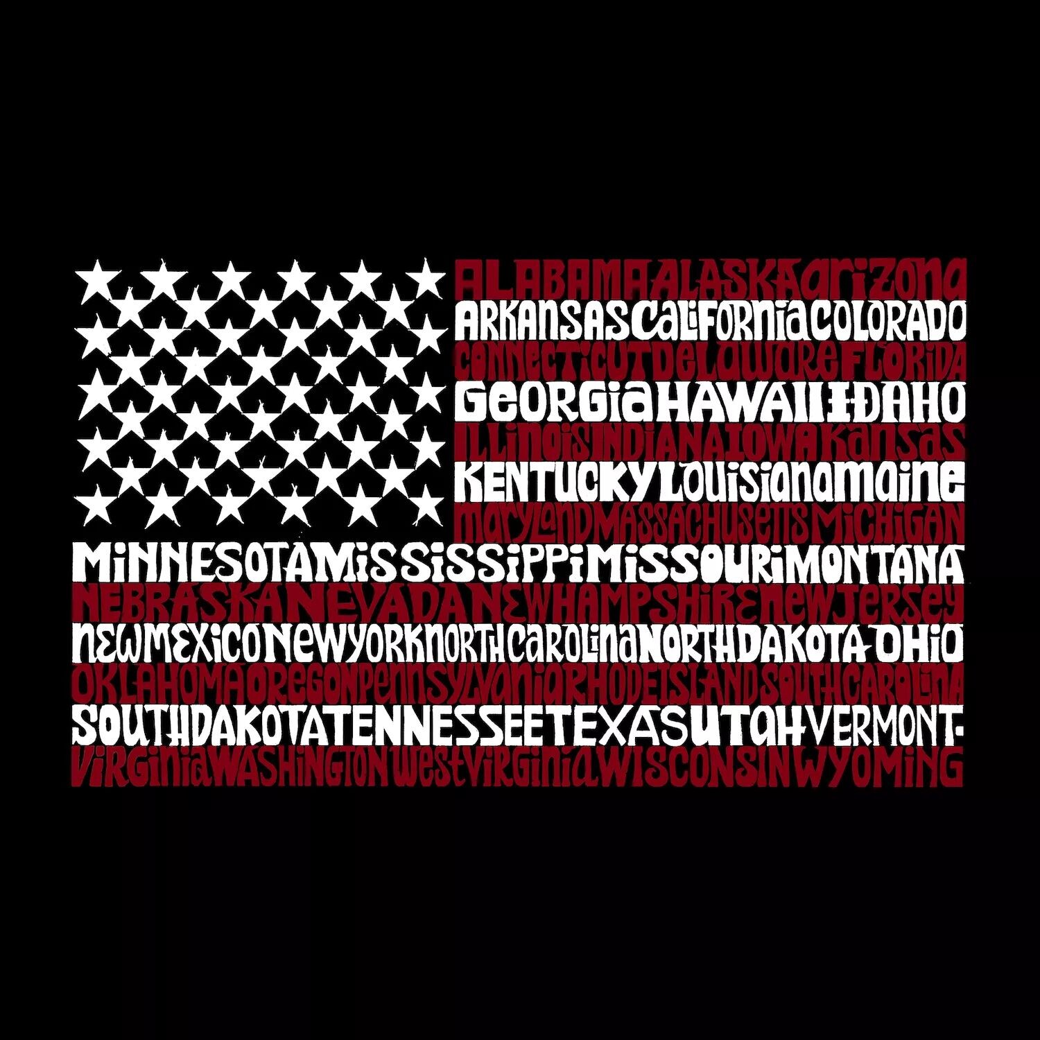 Флаг 50 штатов США — мужская футболка премиум-класса Word Art LA Pop Art, черный
Флаг 50 штатов США — мужская футболка премиум-класса Word Art LA Pop Art, черный