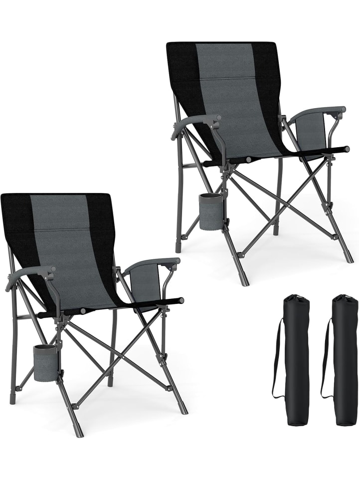COSTWAY Комплект из 2 складных кемпинговых стульев черного цвета
COSTWAY Комплект из 2 складных кемпинговых стульев черного цвета