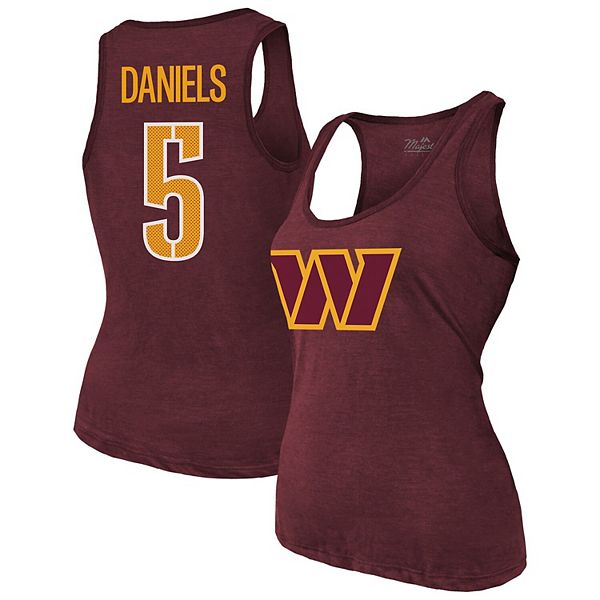 Женский топ-майка с именем и номером Jayden Daniels в бордовом цвете Washington Commanders Majestic Threads
Женский топ-майка с именем и номером Jayden Daniels в бордовом цвете Washington Commanders Majestic Threads