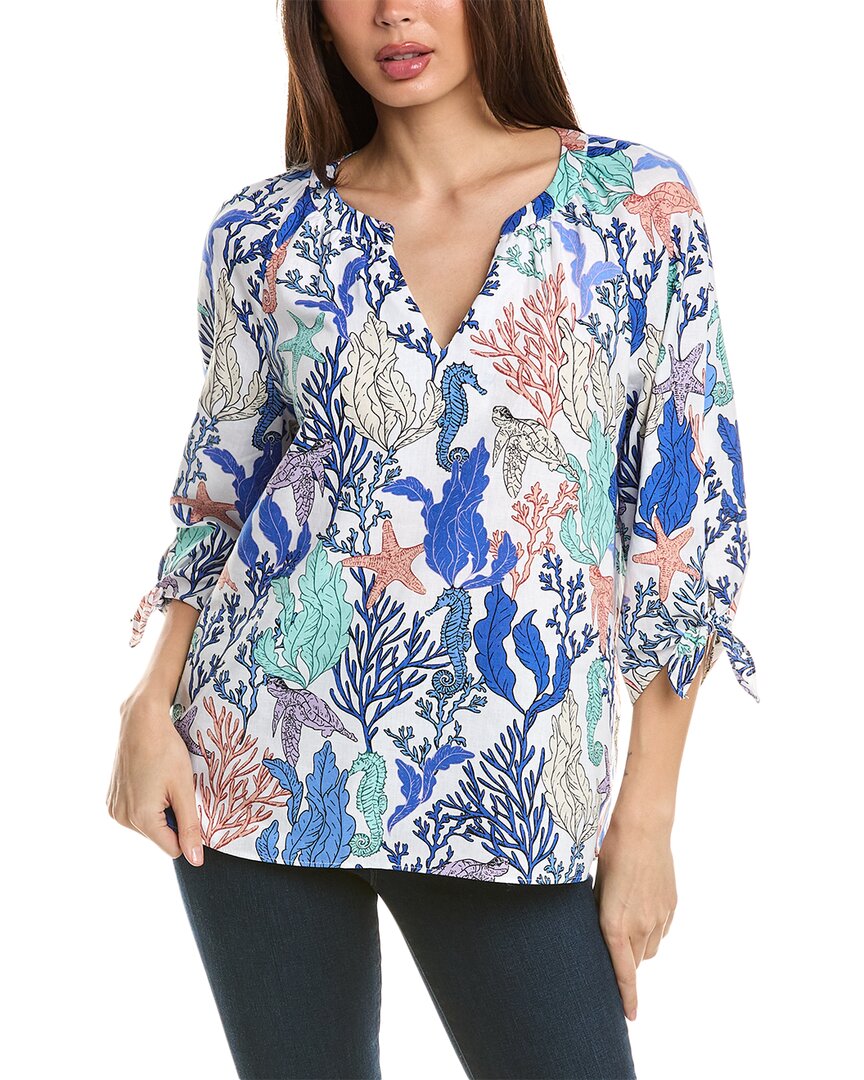 Топ из льняной смеси Jones New York с завязками на манжетах, белый
Топ из льняной смеси Jones New York с завязками на манжетах, белый