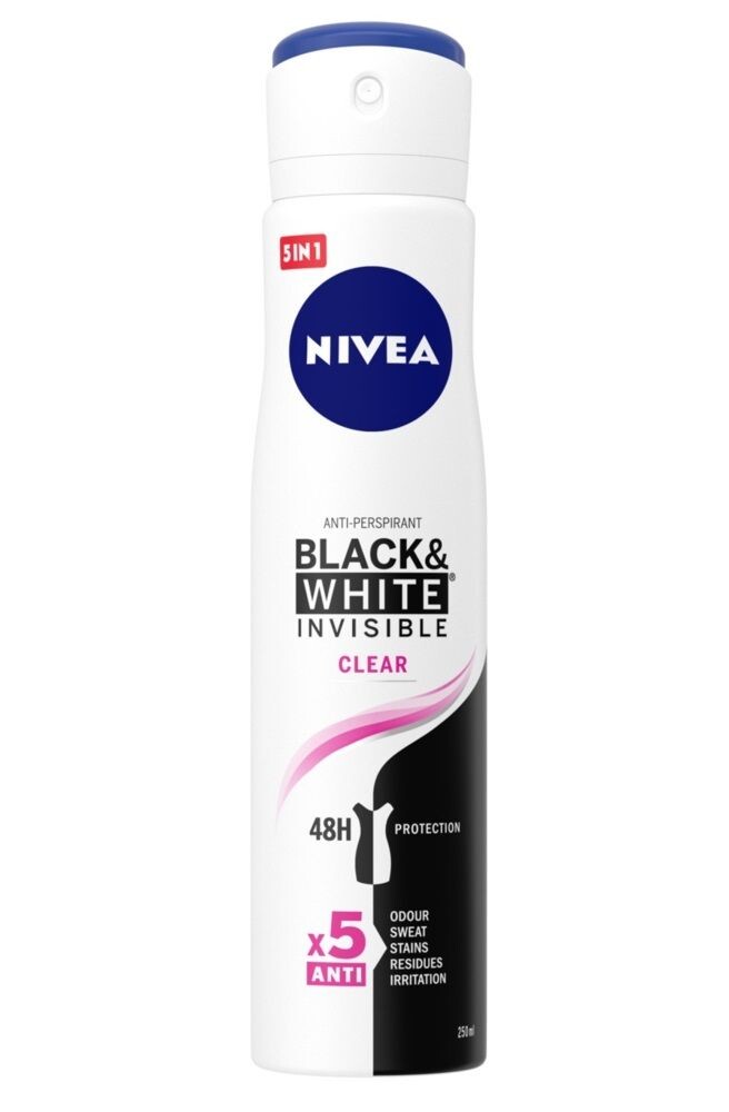 Антиперспирант для женщин Nivea Black&White Invisible Clear, 250 мл
Антиперспирант для женщин Nivea Black&White Invisible Clear, 250 мл