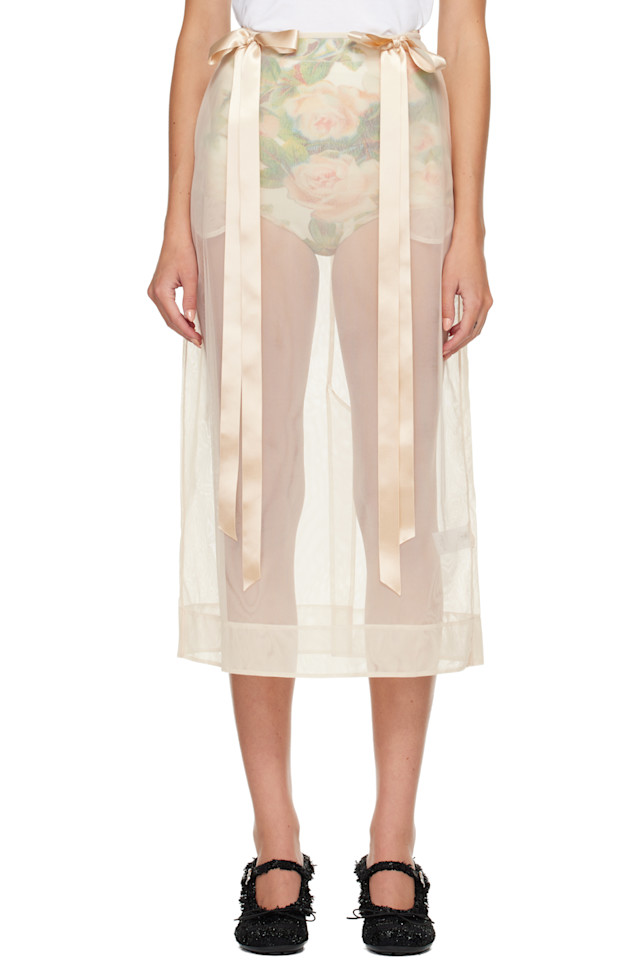 Simone Rocha Бежевая полупрозрачная юбка-карандаш с бантом и лентой
Simone Rocha Бежевая полупрозрачная юбка-карандаш с бантом и лентой