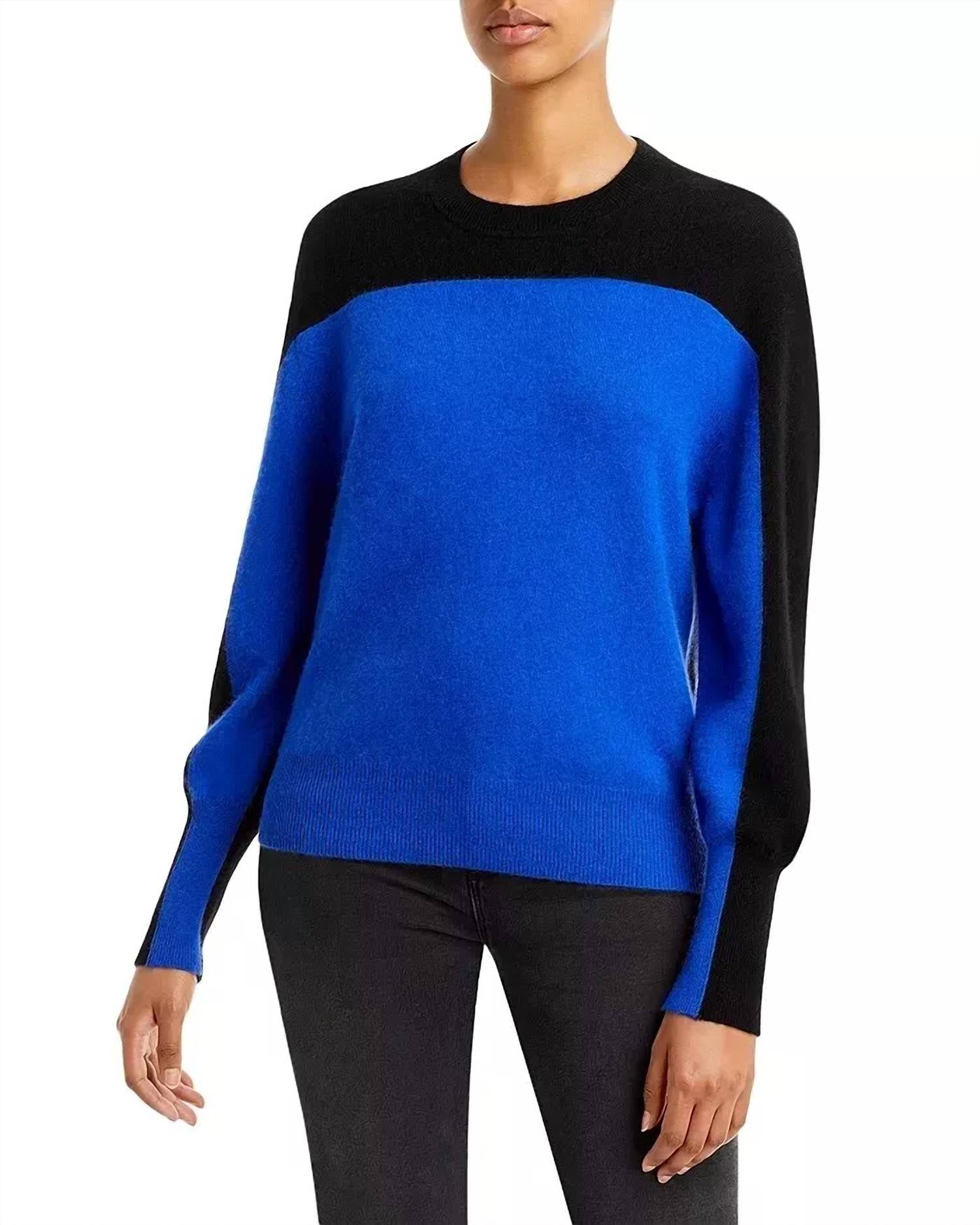 Свитер из кашемира с цветными блоками в лазурном и черном цветах Aqua
Свитер из кашемира с цветными блоками в лазурном и черном цветах Aqua