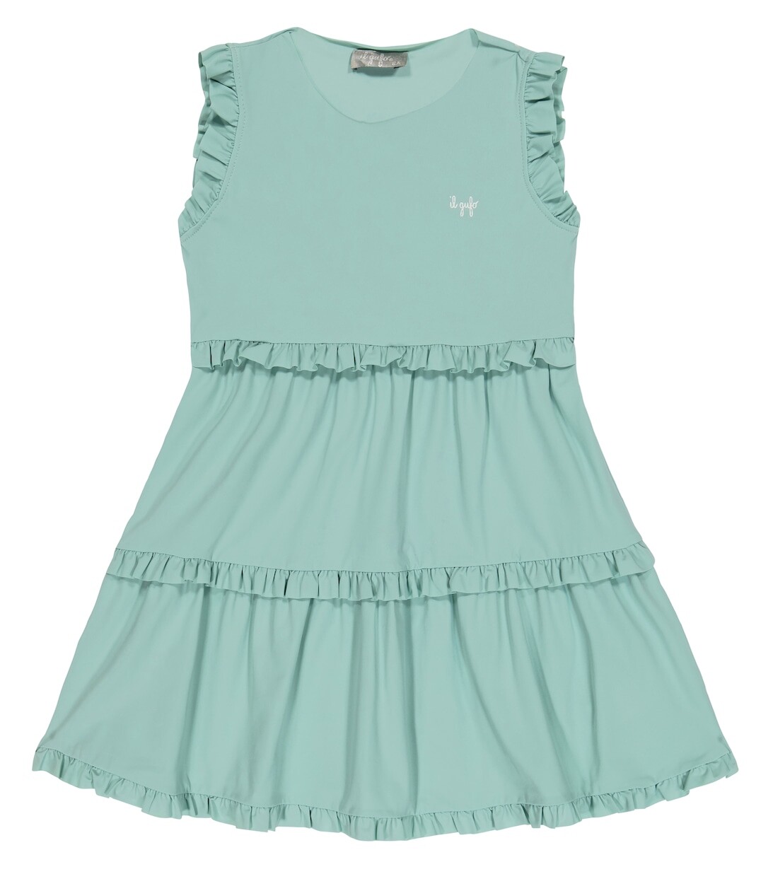 Платье из джерси с оборками Il Gufo, синий 
Платье из джерси с оборками Il Gufo, синий