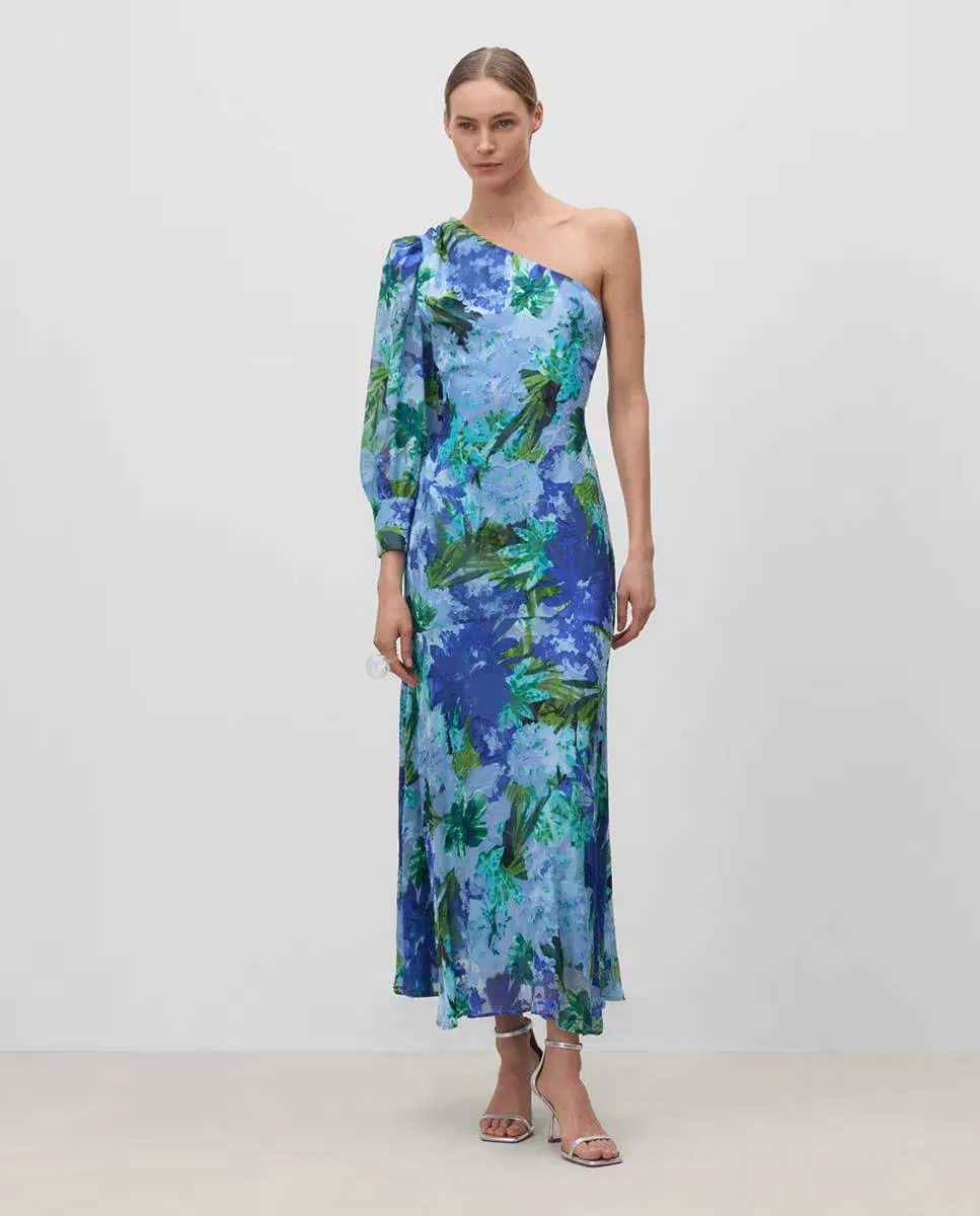 Ассиметричное длинное платье Simorra, синий 
Ассиметричное длинное платье Simorra, синий