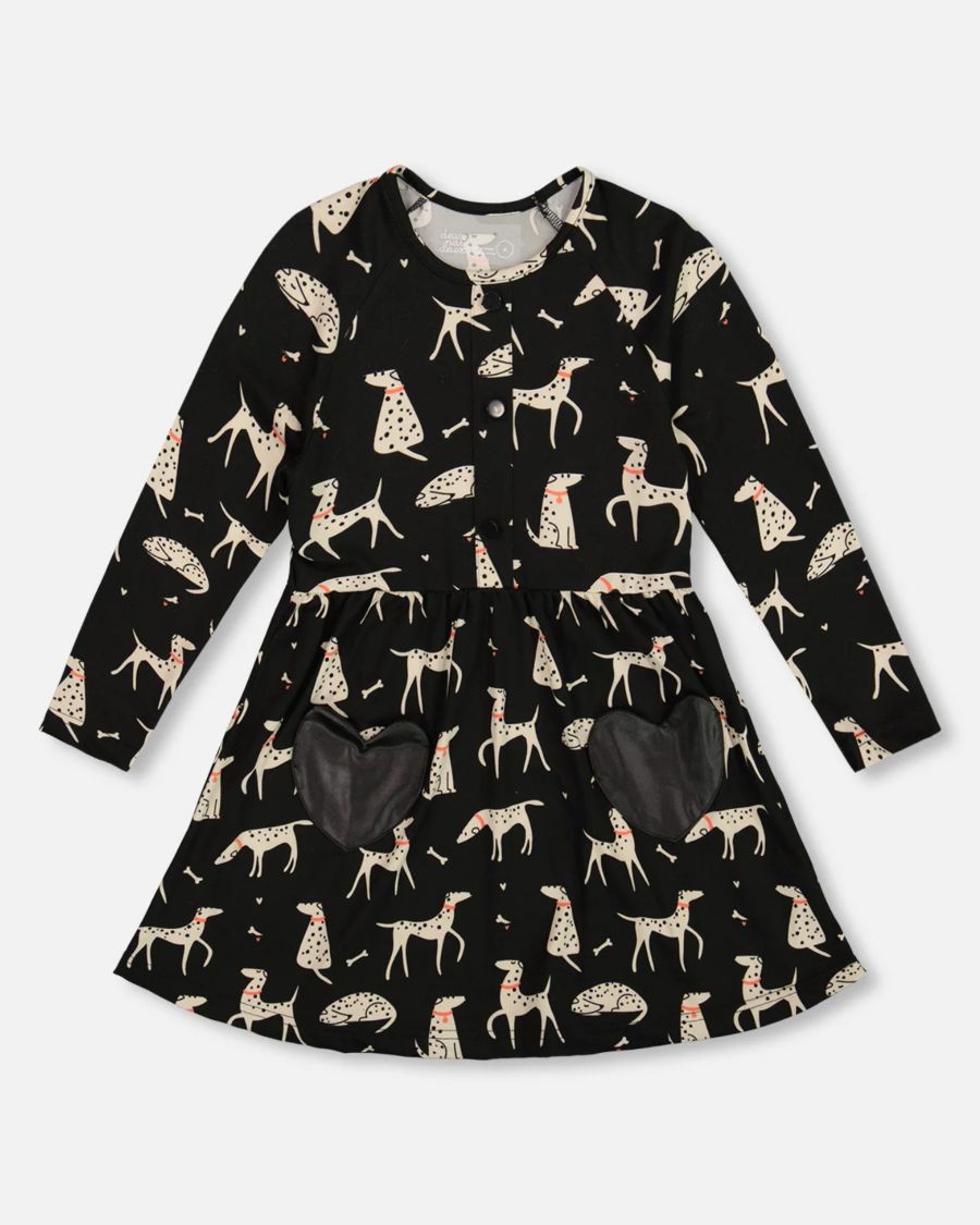 Детское трикотажное платье для девочек, наполовину застегивающееся на пуговицы, черное, с принтом далматин - для малышек/детей Deux par Deux, Black dalmatian print
Детское трикотажное платье для девочек, наполовину застегивающееся на пуговицы, черное, с принтом далматин - для малышек/детей Deux par Deux, Black dalmatian print