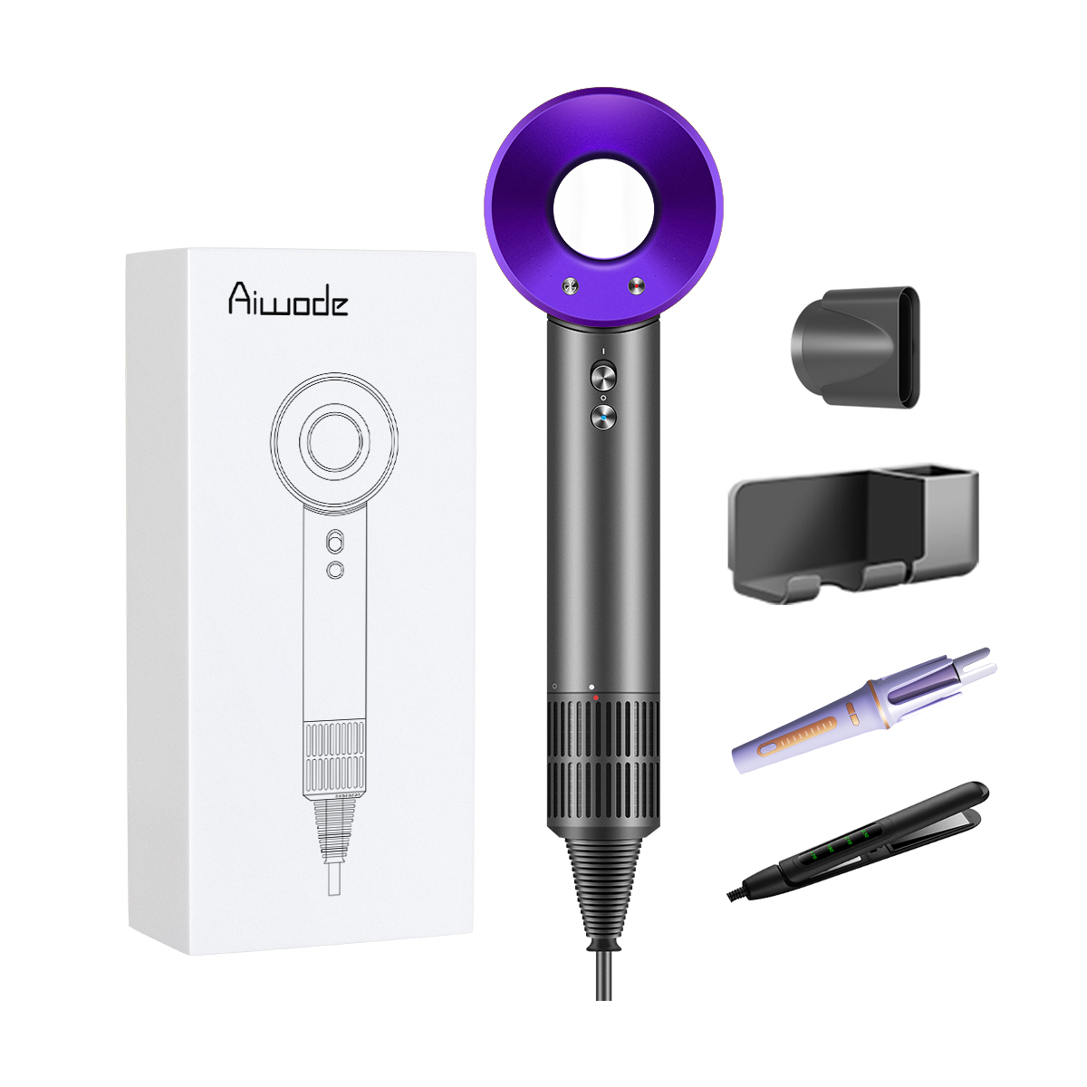 Фен K22 с постоянной температурой для бережной сушки и ухода за волосами Ai Wo De, Purple 
Фен K22 с постоянной температурой для бережной сушки и ухода за волосами Ai Wo De, Purple