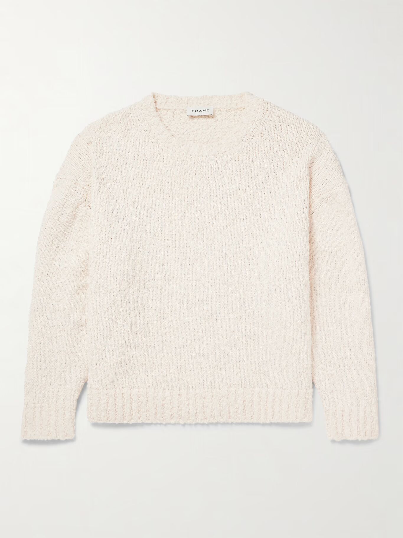 Свитер из хлопчатобумажной пряжи «Букле» FRAME, нейтральный
Свитер из хлопчатобумажной пряжи «Букле» FRAME, нейтральный
