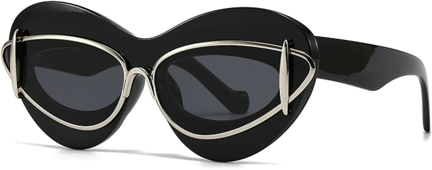 Модные солнцезащитные очки большого размера «кошачий глаз» для женщин, ретро-стиль, черные, с защитой от УФ-излучения UV400, трендовые солнцезащитные очки для мужчин mincl, Silver Black
Модные солнцезащитные очки большого размера «кошачий глаз» для женщин, ретро-стиль, черные, с защитой от УФ-излучения UV400, трендовые солнцезащитные очки для мужчин mincl, Silver Black