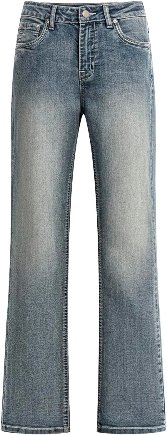 Женские джинсы с высокой посадкой и прямыми штанинами
Женские джинсы с высокой посадкой и прямыми штанинами