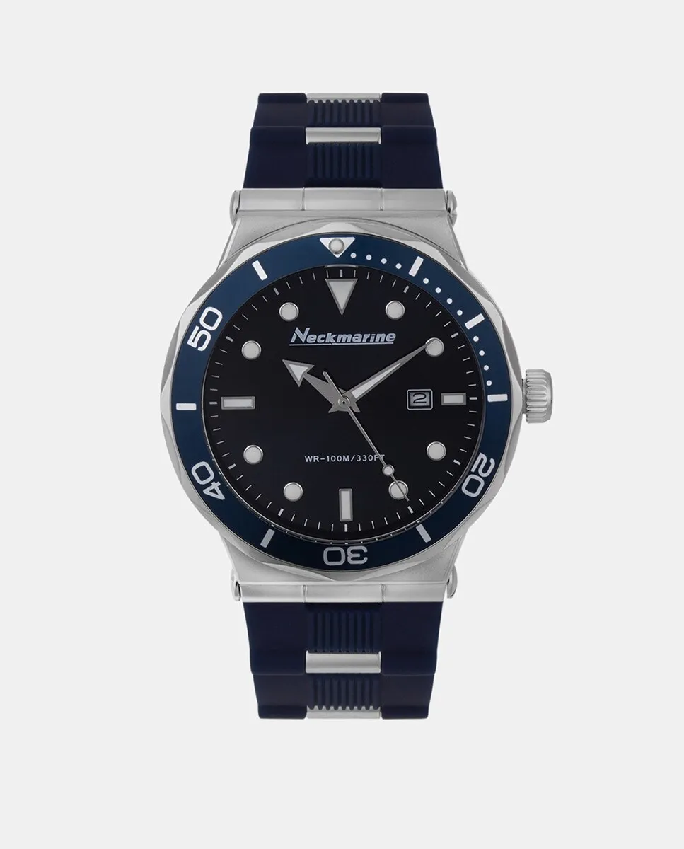 Спортивные мужские часы из стали и синего каучука Neckmarine
Спортивные мужские часы из стали и синего каучука Neckmarine