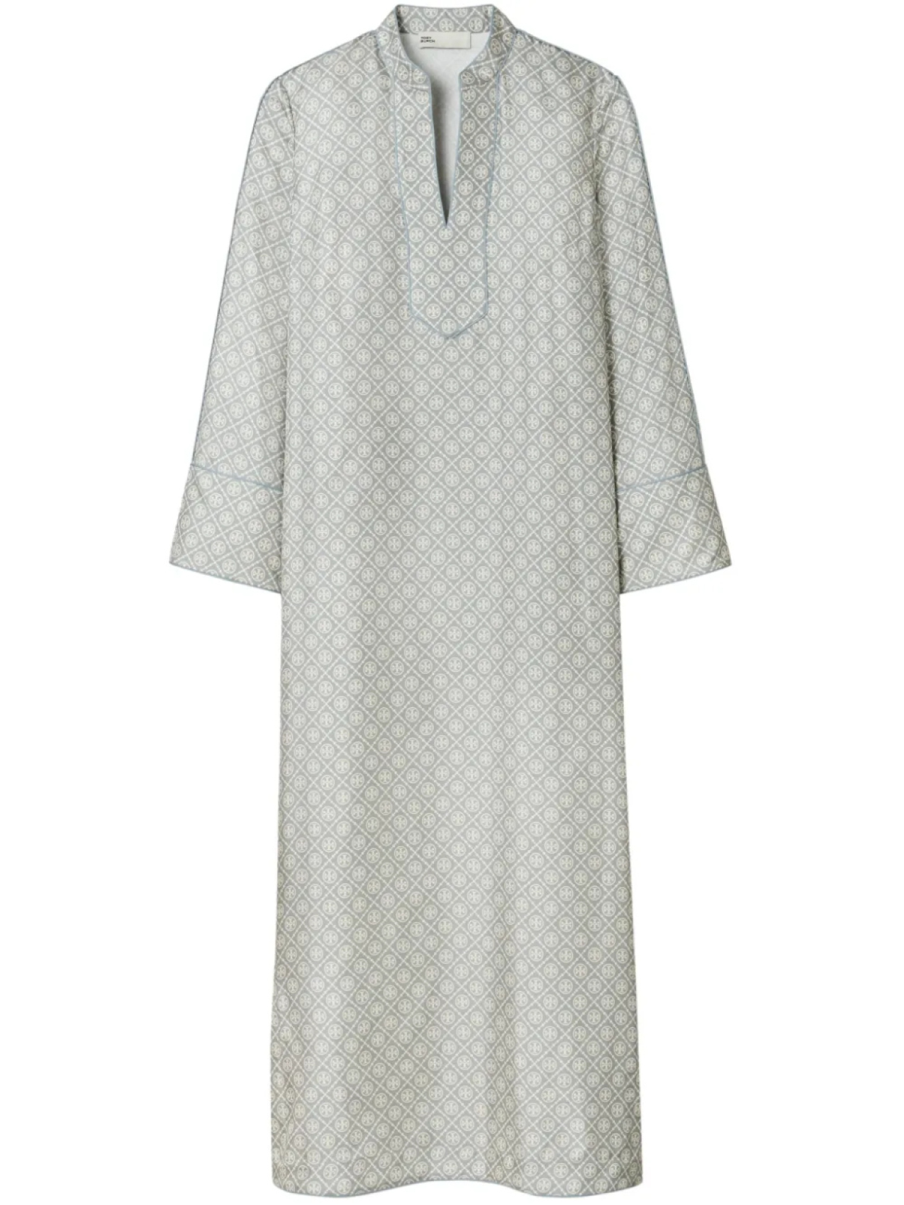 Tory Burch шелковый кафтан с монограммой, серый
Tory Burch шелковый кафтан с монограммой, серый