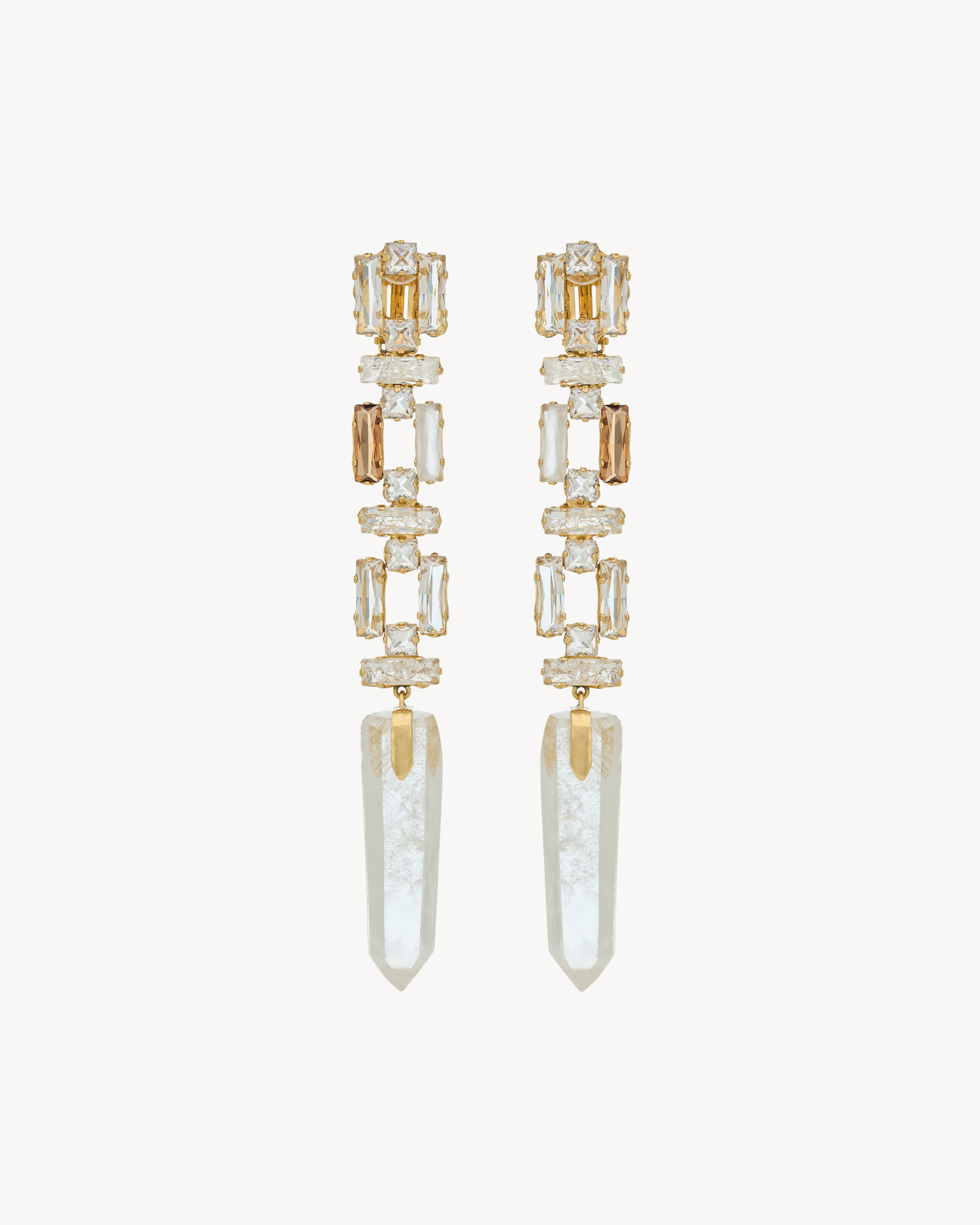 Серьги-обелиски из горного хрусталя и стекла Saint Laurent, золото
Серьги-обелиски из горного хрусталя и стекла Saint Laurent, золото