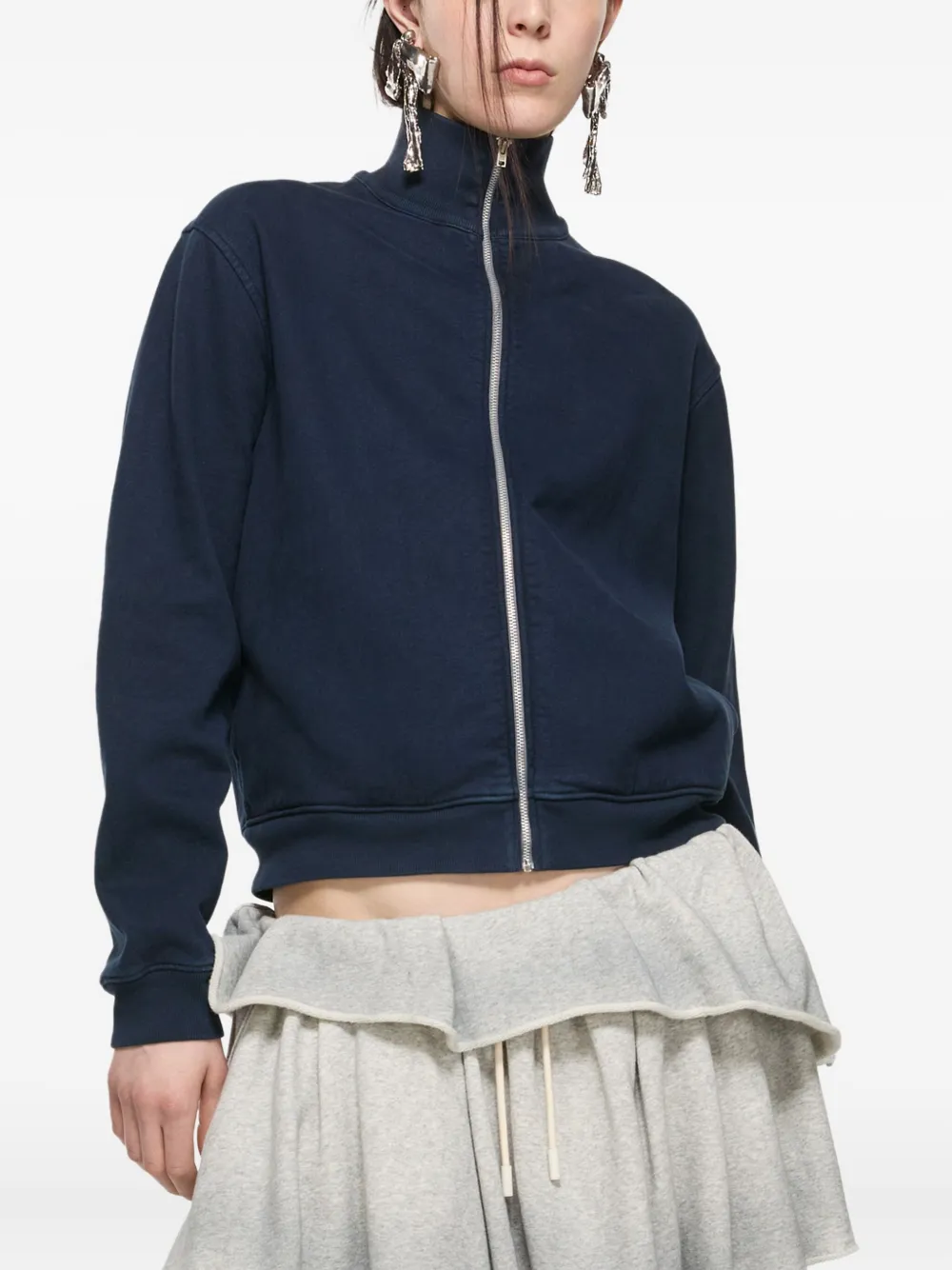 Толстовка на молнии с вышитым логотипом Acne Studios, синий 
Толстовка на молнии с вышитым логотипом Acne Studios, синий