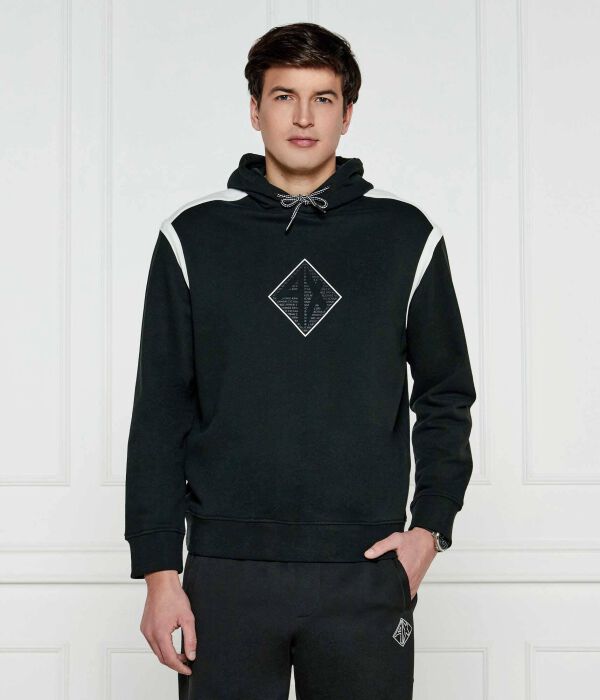 Толстовка мужская Armani Exchange с контрастными вставками, черный 
Толстовка мужская Armani Exchange с контрастными вставками, черный