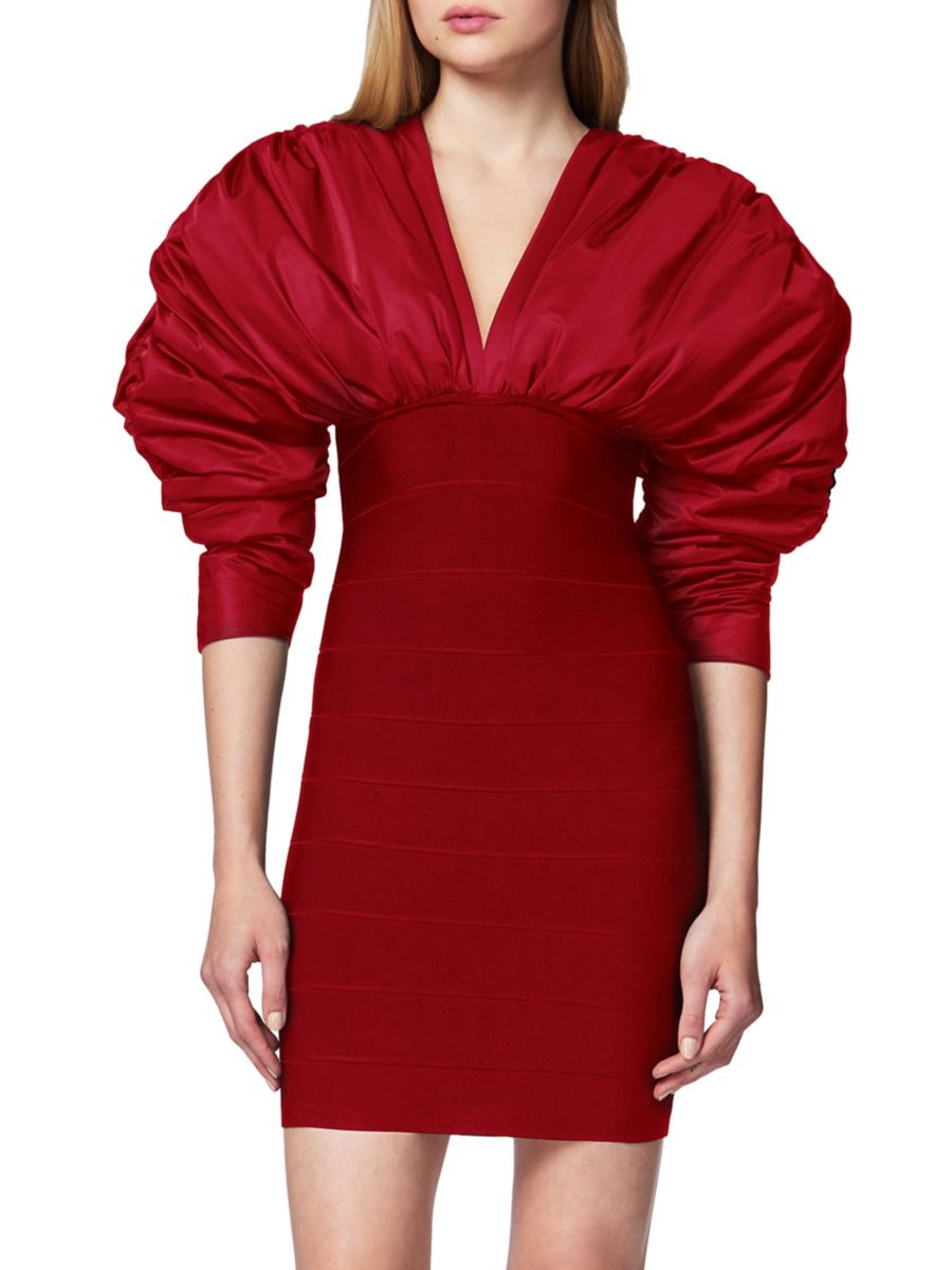 Мини-платье с рукавами-фонариками Hervé Léger, бордовый
Мини-платье с рукавами-фонариками Hervé Léger, бордовый