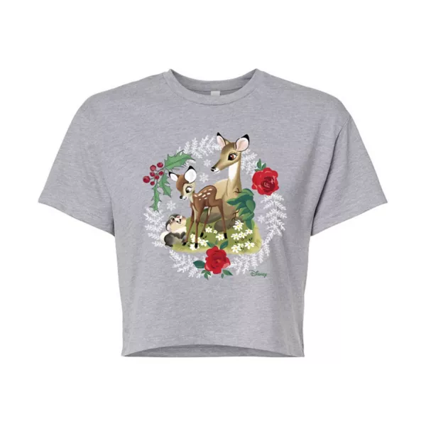 Женская укороченная футболка с венком Бэмби Disney, серый
Женская укороченная футболка с венком Бэмби Disney, серый
