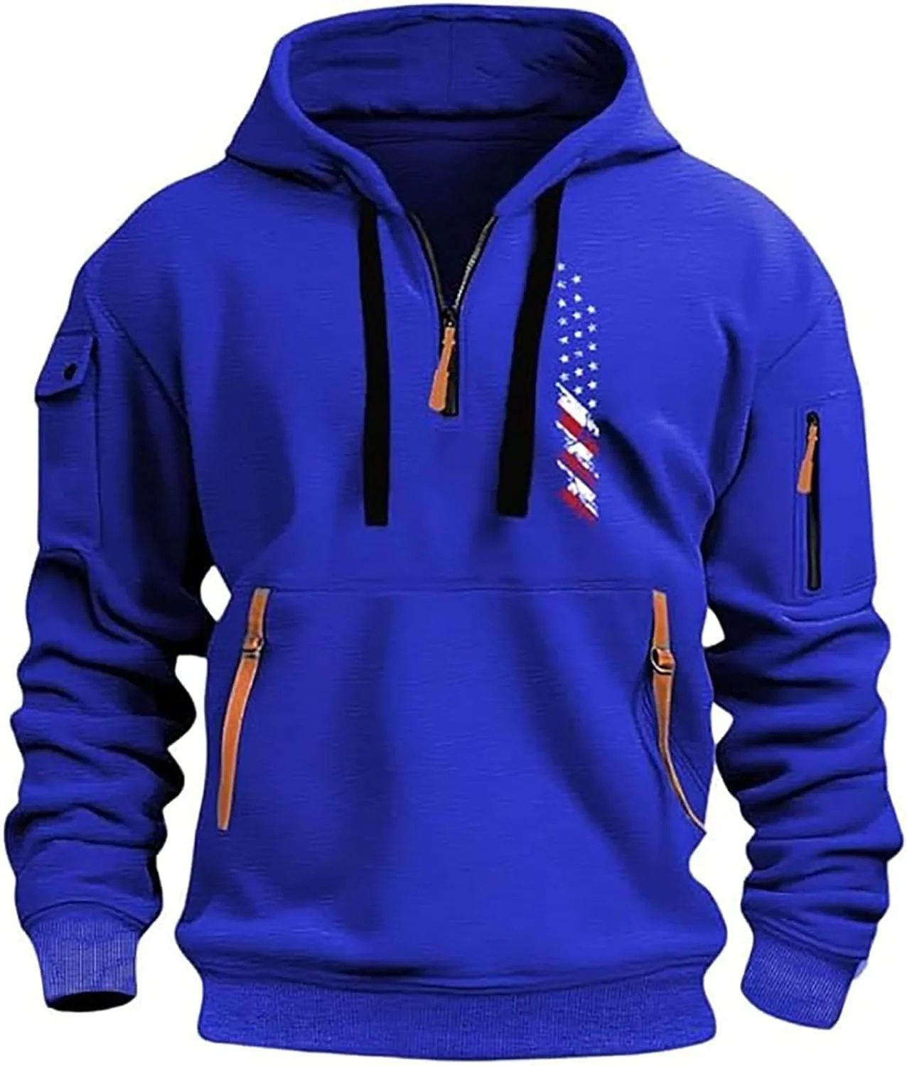 Мужской 1/4 Zip пуловер с капюшоном и карманом
Мужской 1/4 Zip пуловер с капюшоном и карманом