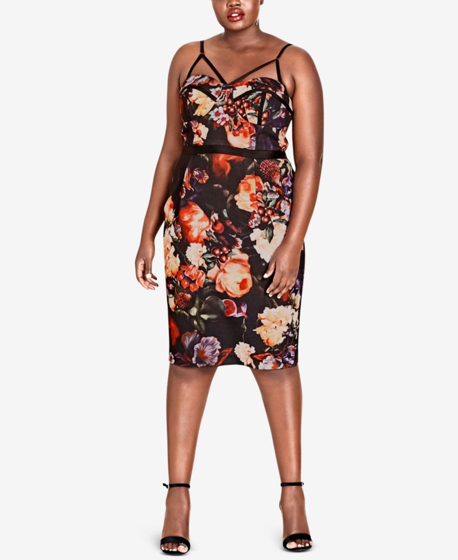 Модное платье больших размеров с цветочным принтом и бретелями CITY CHIC, Opulence
Модное платье больших размеров с цветочным принтом и бретелями CITY CHIC, Opulence