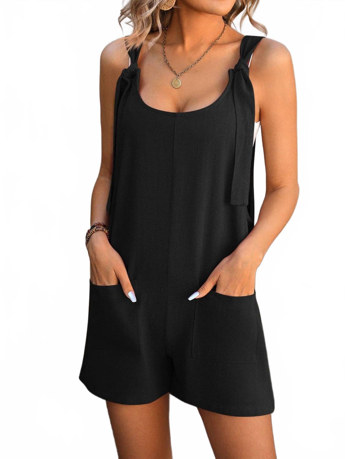 Черный ромпер без рукавов с завязками и передними карманами Lovesoft
Черный ромпер без рукавов с завязками и передними карманами Lovesoft