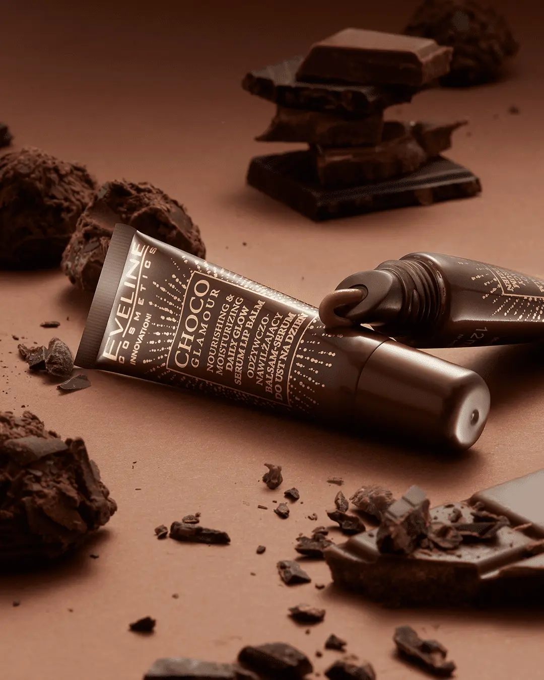 Питательный и увлажняющий бальзам-сыворотка для губ Eveline Cosmetics Choco Glamour, 12 мл
Питательный и увлажняющий бальзам-сыворотка для губ Eveline Cosmetics Choco Glamour, 12 мл