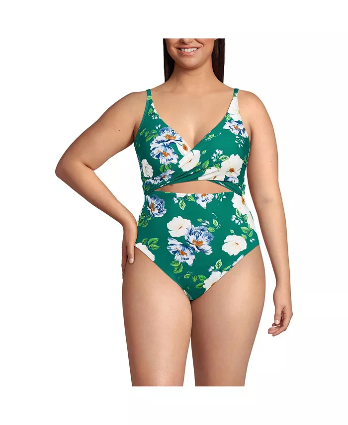 Женский цельный купальник-монокини с запахом и высоким разрезом Lands' End, зеленый
Женский цельный купальник-монокини с запахом и высоким разрезом Lands' End, зеленый