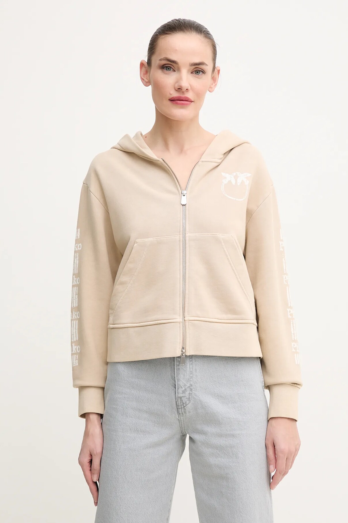 Хлопковый свитшот Pinko, бежевый 
Хлопковый свитшот Pinko, бежевый