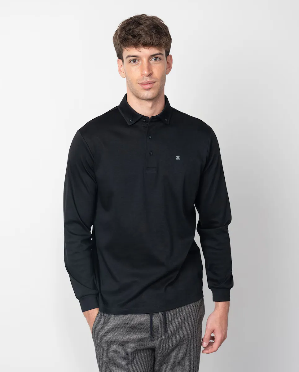 Мужская поло с воротником на пуговицах из мерсеризованного гладкого трикотажа Etiem, черный
Мужская поло с воротником на пуговицах из мерсеризованного гладкого трикотажа Etiem, черный