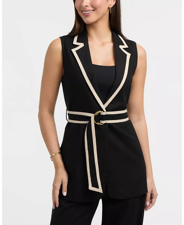Женский безрукавный жилет с поясом и контрастными деталями Ellen Tracy, черный
Женский безрукавный жилет с поясом и контрастными деталями Ellen Tracy, черный