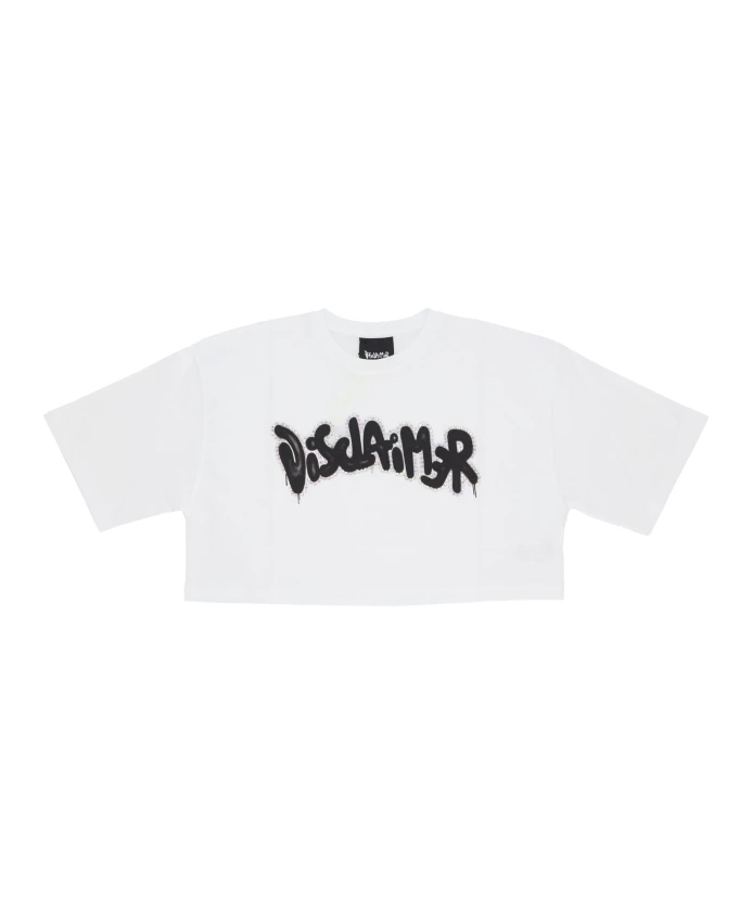 Укороченная футболка с логотипом и стразами, белая. Disclaimer, белый
Укороченная футболка с логотипом и стразами, белая. Disclaimer, белый