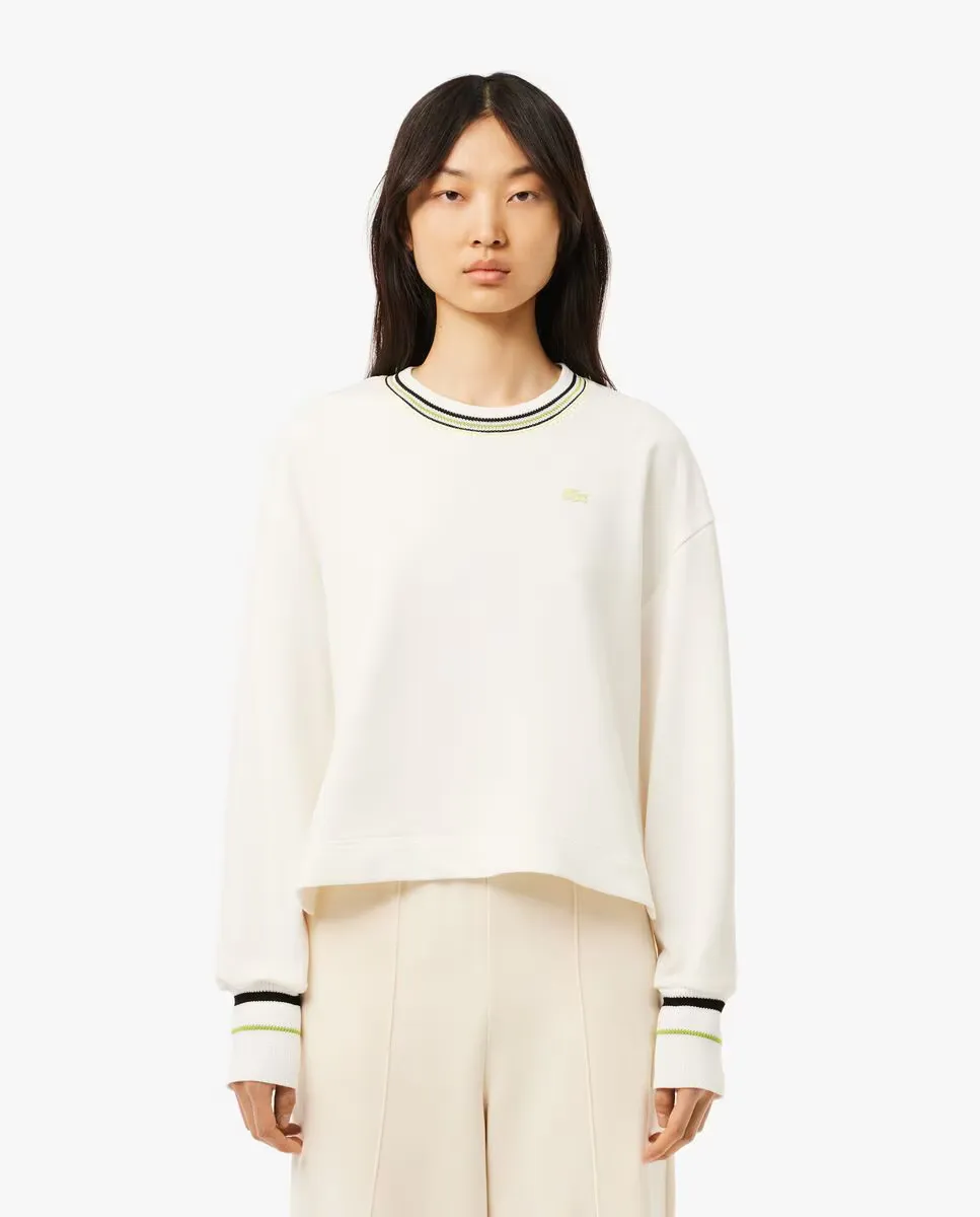 Женская флисовая толстовка французского производства Lacoste, белый 
Женская флисовая толстовка французского производства Lacoste, белый