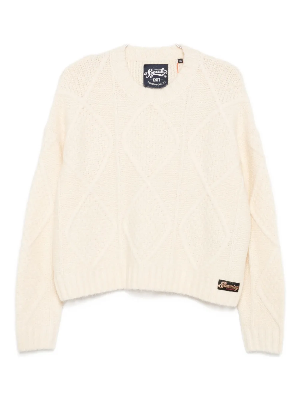 Свитер с ромбовидной вязкой Superdry, нейтральный 
Свитер с ромбовидной вязкой Superdry, нейтральный