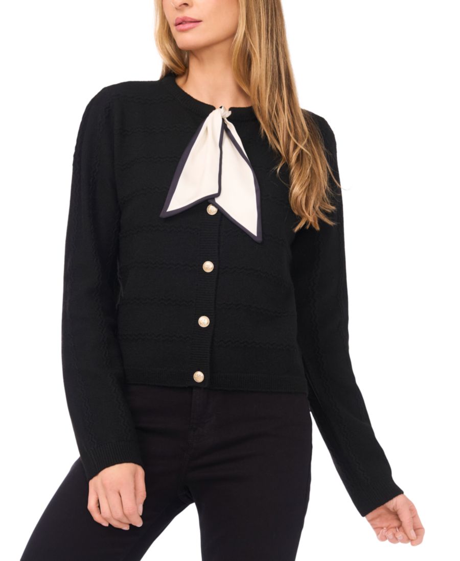 Женский кардиган с длинными рукавами и галстуком-шарфом CeCe, Rich Black
Женский кардиган с длинными рукавами и галстуком-шарфом CeCe, Rich Black