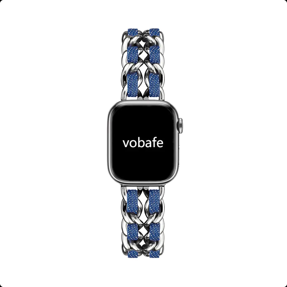 Vobafe Часы Strap Apple Compatibility Metal, Silver with Light Denim 
Vobafe Часы Strap Apple Compatibility Metal, Silver with Light Denim