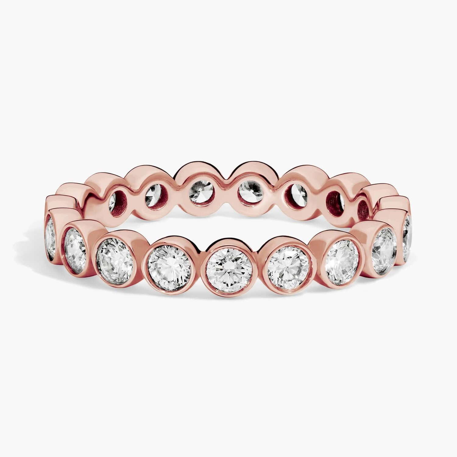 Кольцо «Вечность» с бриллиантами в оправе из 14-каратного розового золота (1 карат, двойной). Blue Nile