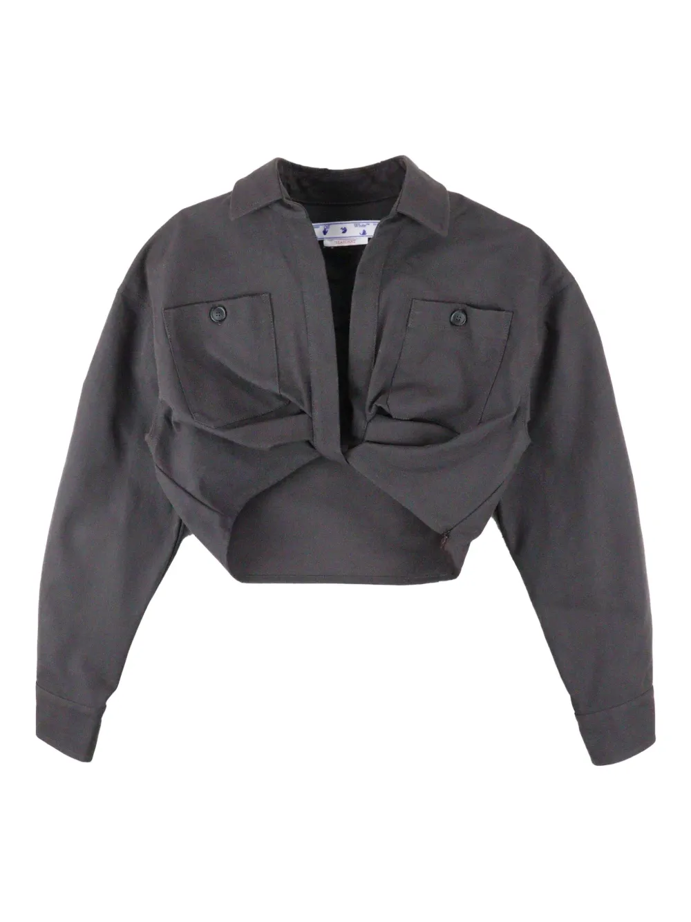 Укороченная блузка с драпировкой OFF-WHITE, серый 
Укороченная блузка с драпировкой OFF-WHITE, серый