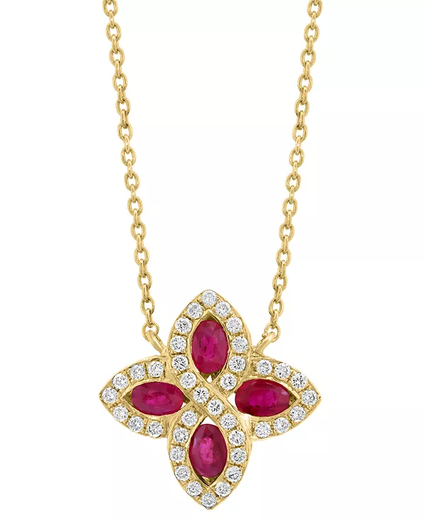 Ожерелье с подвеской в виде цветка Эффи из 14-каратного золота с рубинами (7/8 карата) и бриллиантами (1/4 карата) длиной 18 дюймов Effy Collection, gold
Ожерелье с подвеской в виде цветка Эффи из 14-каратного золота с рубинами (7/8 карата) и бриллиантами (1/4 карата) длиной 18 дюймов Effy Collection, gold