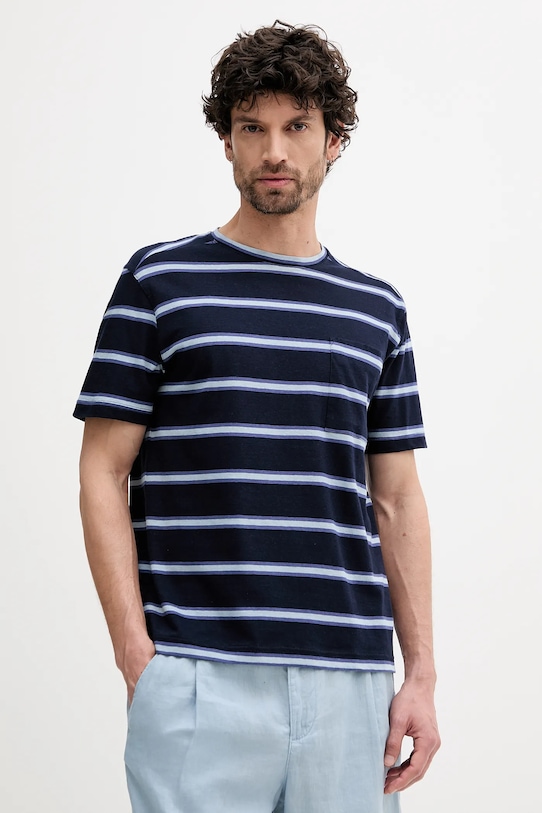 Футболка с добавлением льна United Colors Of Benetton, темно-синий 
Футболка с добавлением льна United Colors Of Benetton, темно-синий