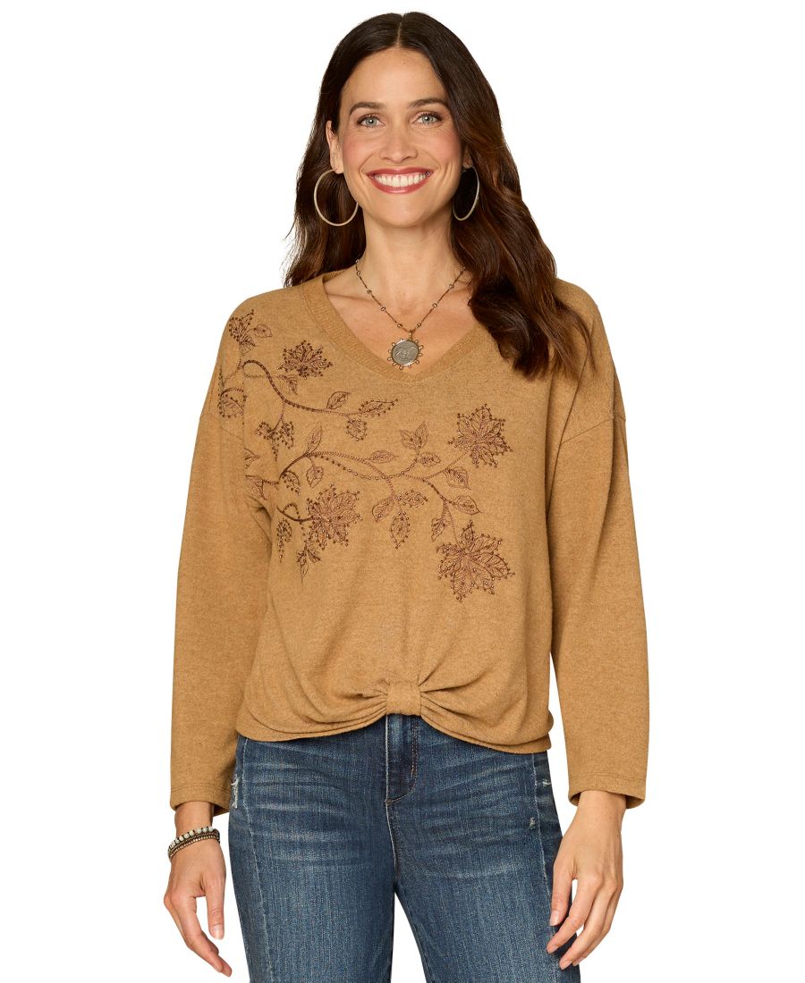 Укороченный топ с V-образным вырезом и узлом по низу Democracy, Heather Caramel Brown
Укороченный топ с V-образным вырезом и узлом по низу Democracy, Heather Caramel Brown